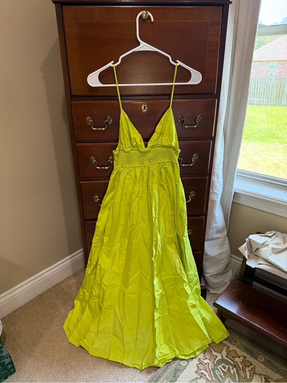 Zara Chartreuse Midi Dress